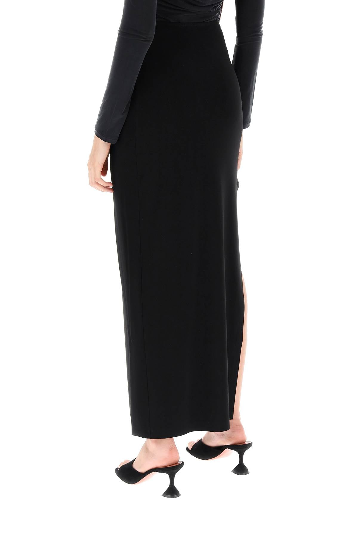 Long Skirt In Poly Lycra  - Black