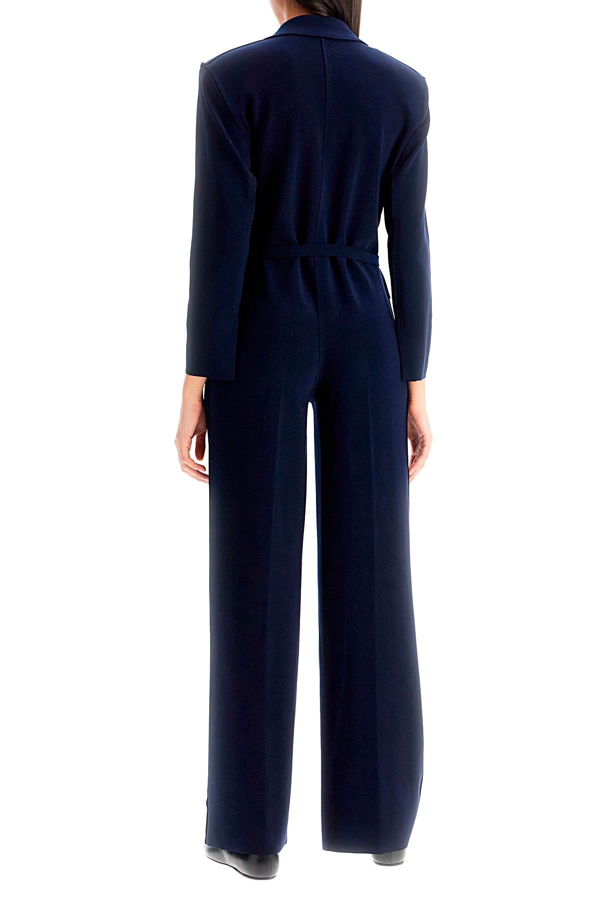 Double-breasted Straight Leg Jumpsuit  - Blue