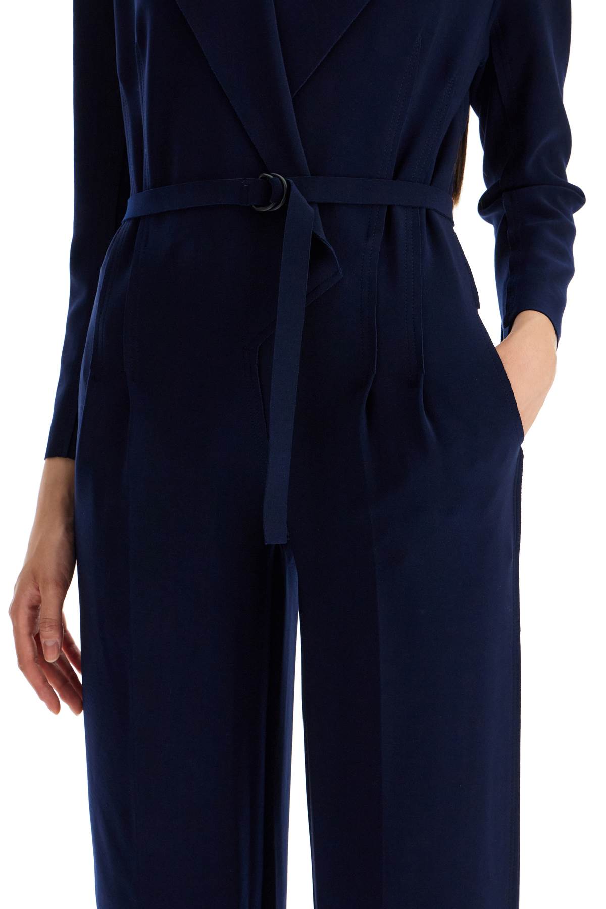 Double-breasted Straight Leg Jumpsuit  - Blue