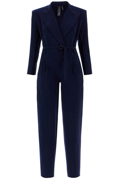 Double-breasted Straight Leg Jumpsuit  - Blue