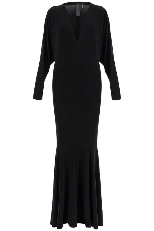 Mermaid-style Dress With Dolman Sleeves  - Black