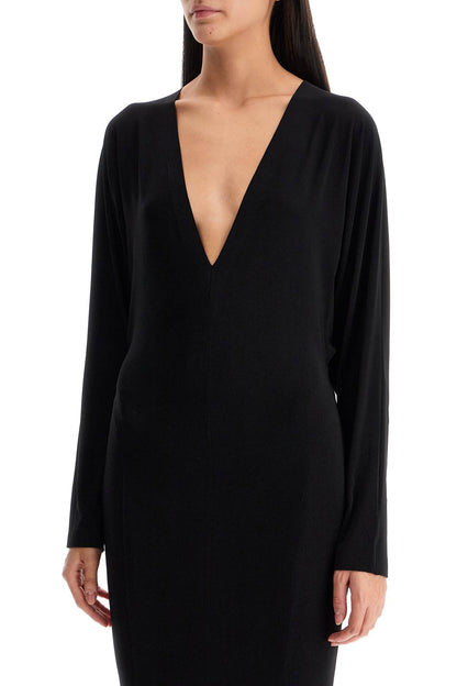 Mermaid-style Dress With Dolman Sleeves  - Black