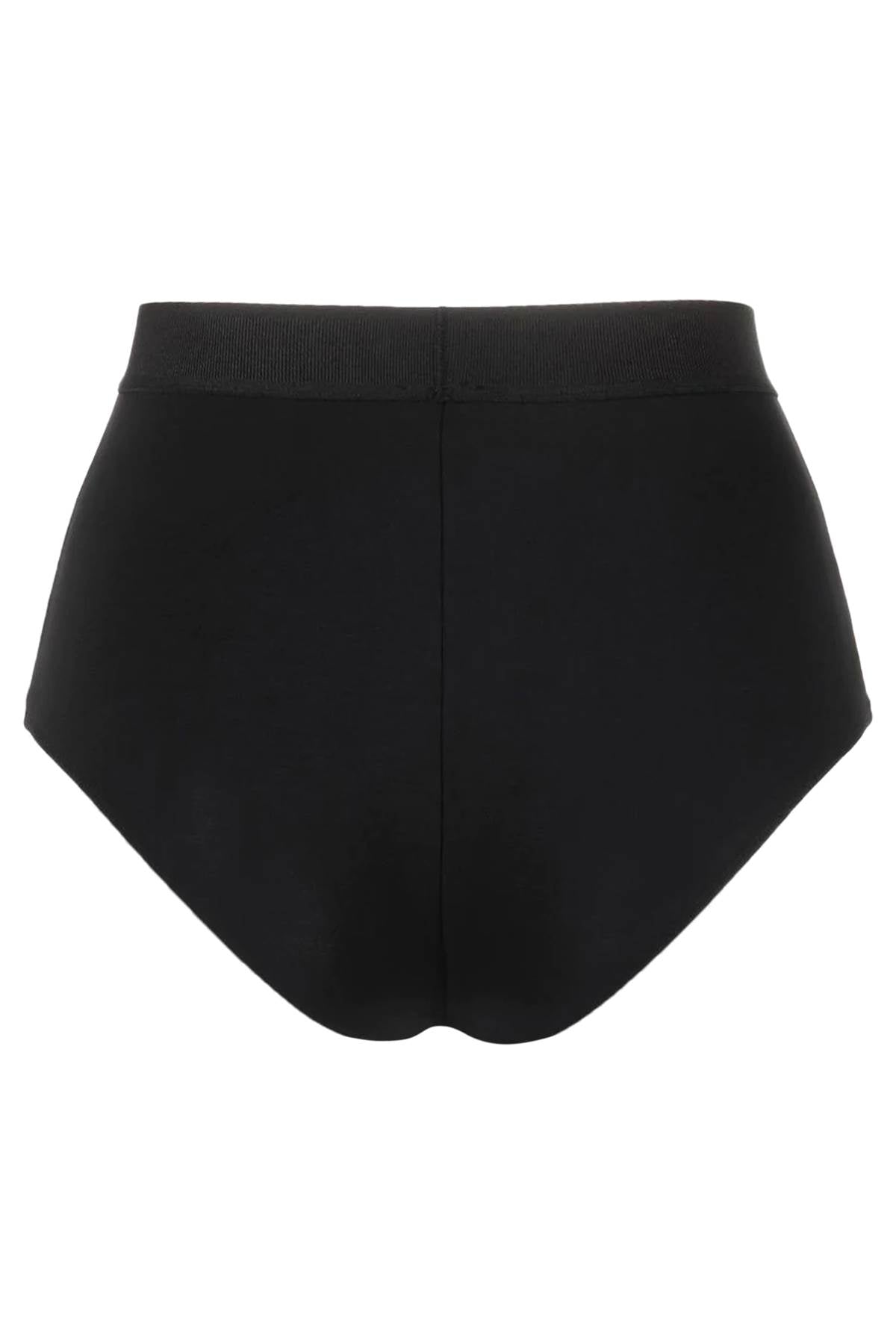 High-waisted Underwear Briefs With Logo Band  - Black