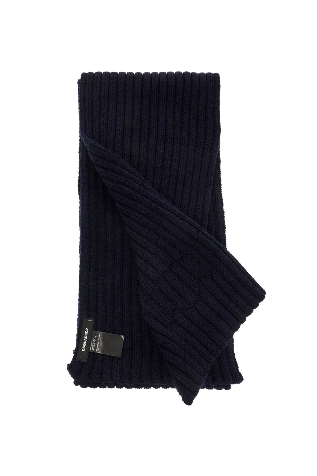 "wool Ribbed Scarf For A  - Blue