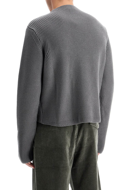 Ribbed Wool Pullover Sweater  - Grey