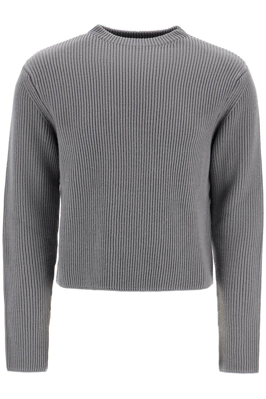 Ribbed Wool Pullover Sweater  - Grey