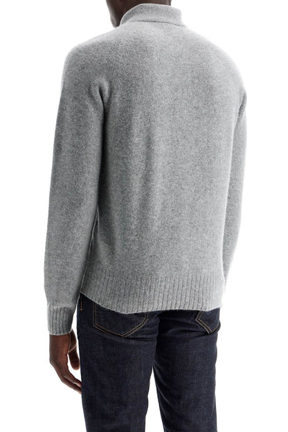 Cashmere Polo-style Pullover  - Grey