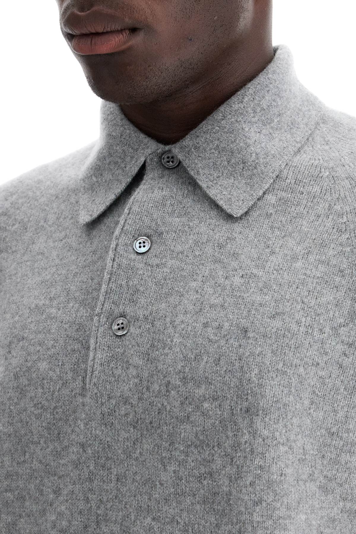 Cashmere Polo-style Pullover  - Grey