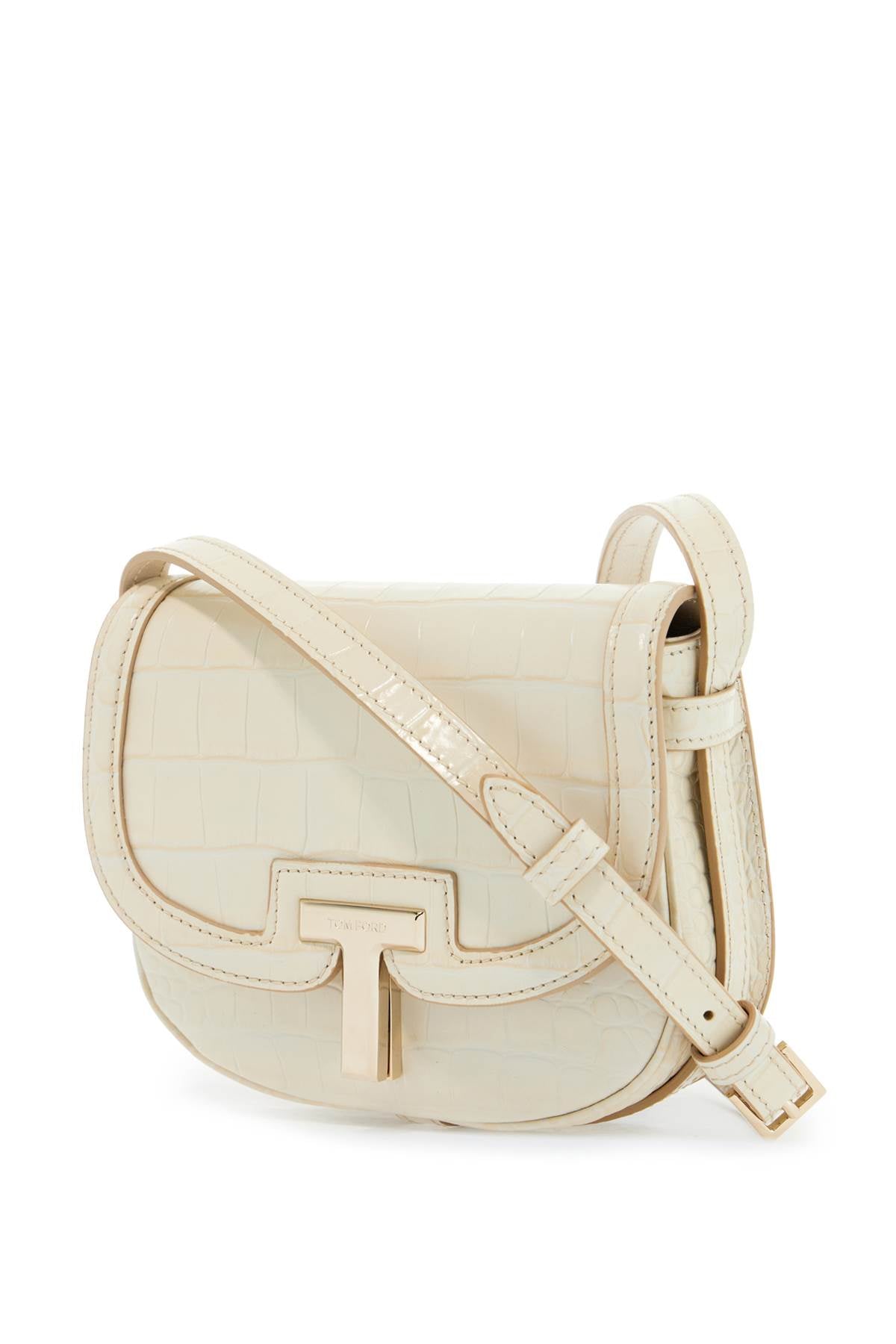 Mini Shoulder Bag Crocodile Ivory With Adjustable Strap  - Beige