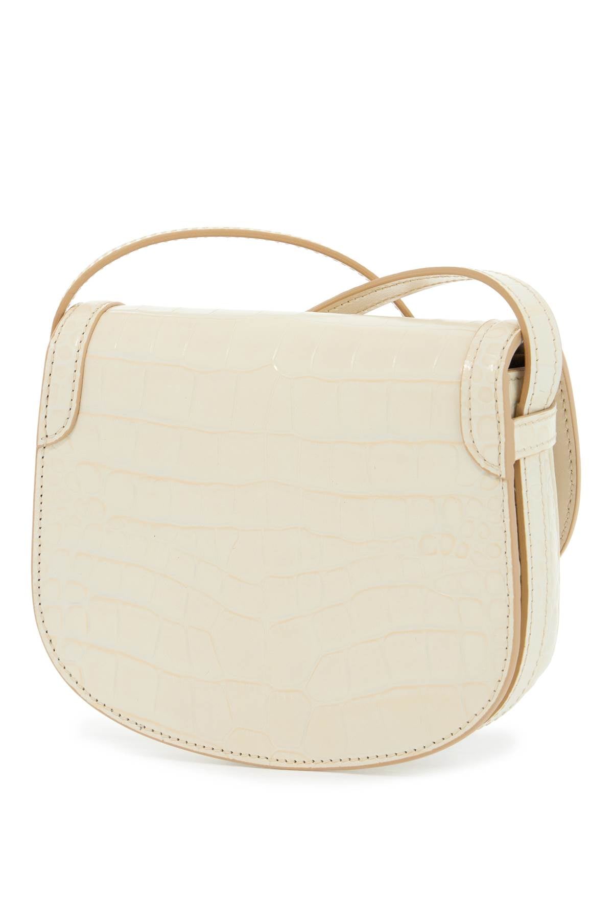 Mini Shoulder Bag Crocodile Ivory With Adjustable Strap  - Beige