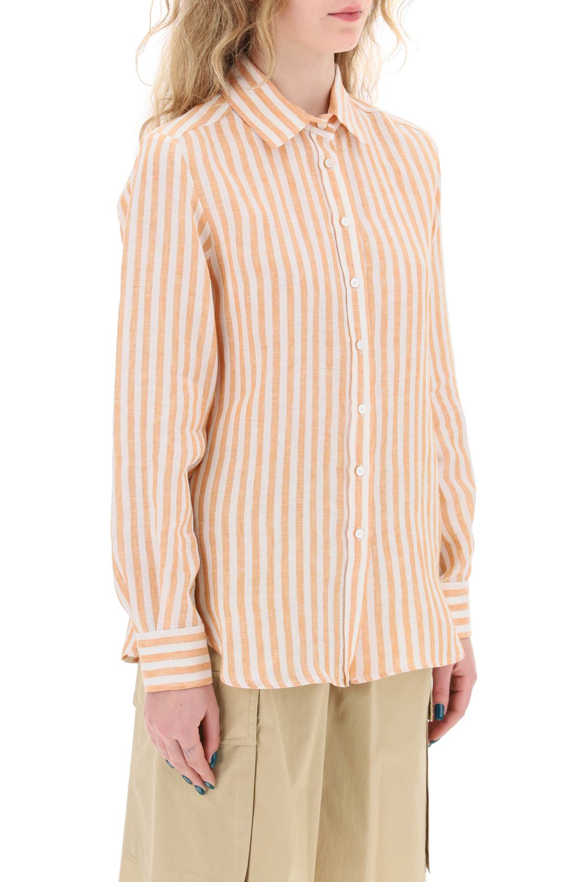 Linen Striped Shirt For Men By Lari  - Orange