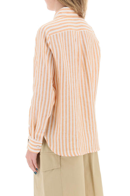 Linen Striped Shirt For Men By Lari  - Orange