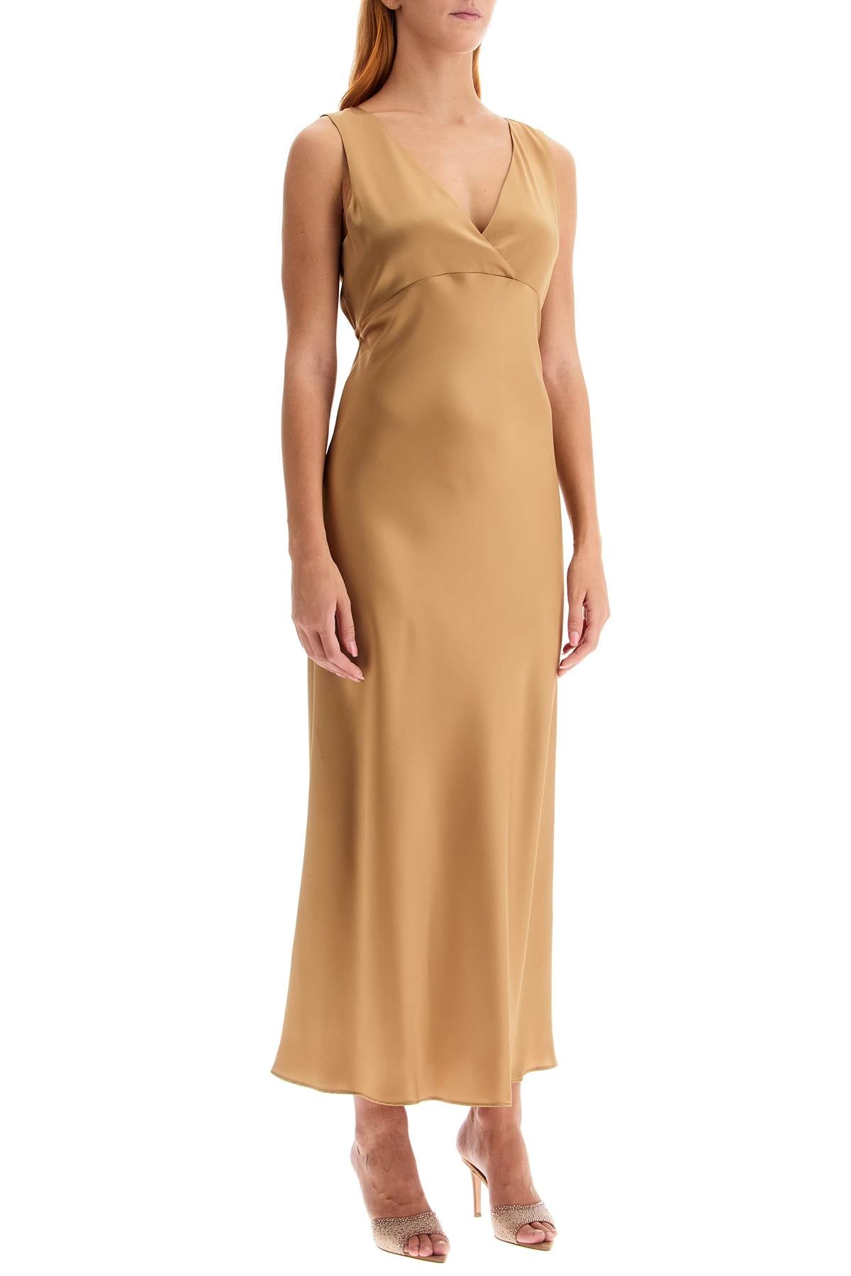 Sleeveless Long Satin Dress  - Neutro