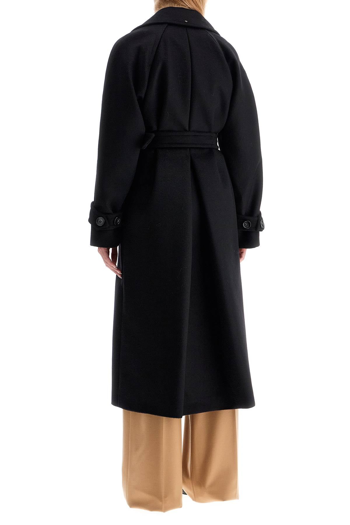 'leandro' Long Coat In Pure  - Black