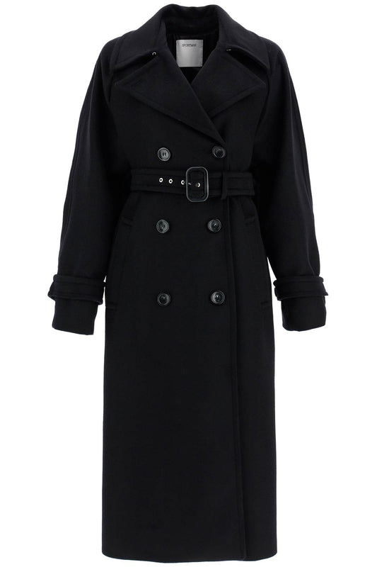 'leandro' Long Coat In Pure  - Black