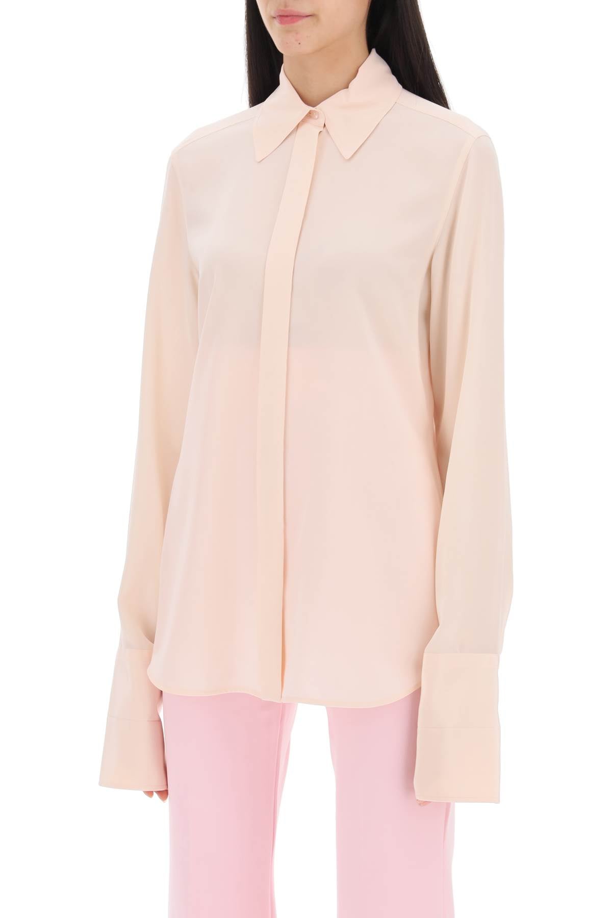 Lelia Shirt In Silk Crepe De Chine  - Rosa