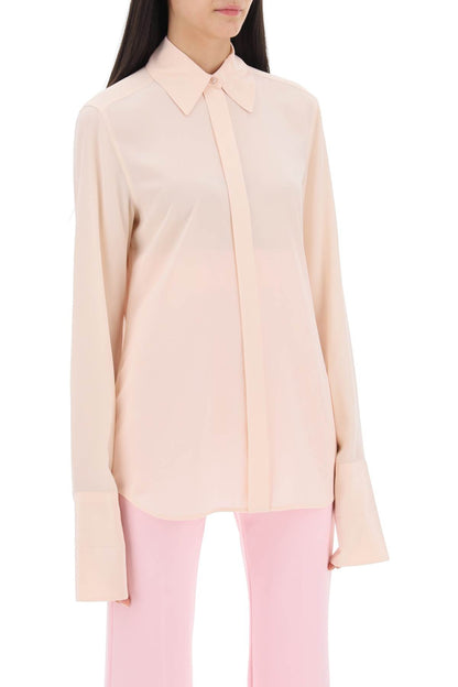 Lelia Shirt In Silk Crepe De Chine  - Rosa