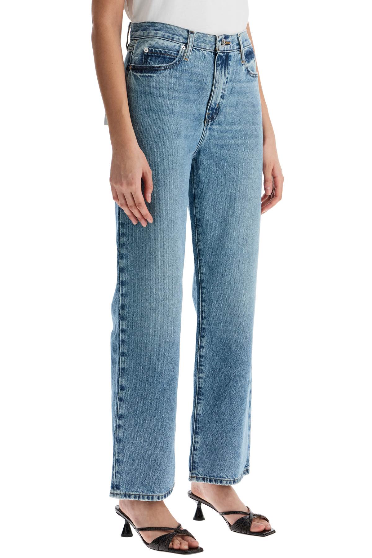 Light Blue High-waisted Straight Ankle Jeans Le Jane  - Blue