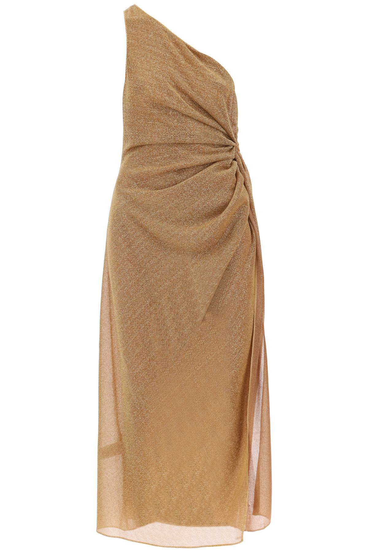 One-shoulder Dress In Lurex Knit  - Gold