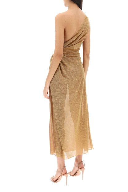 One-shoulder Dress In Lurex Knit  - Gold