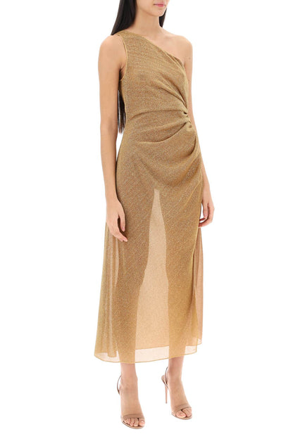 One-shoulder Dress In Lurex Knit  - Gold