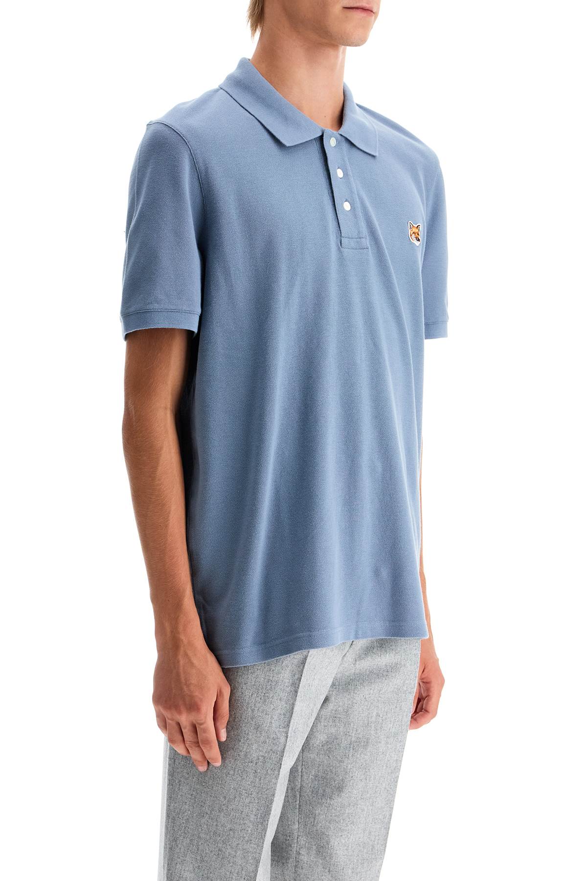 'regular Fit Fox Head Polo Shirt  - Light Blue