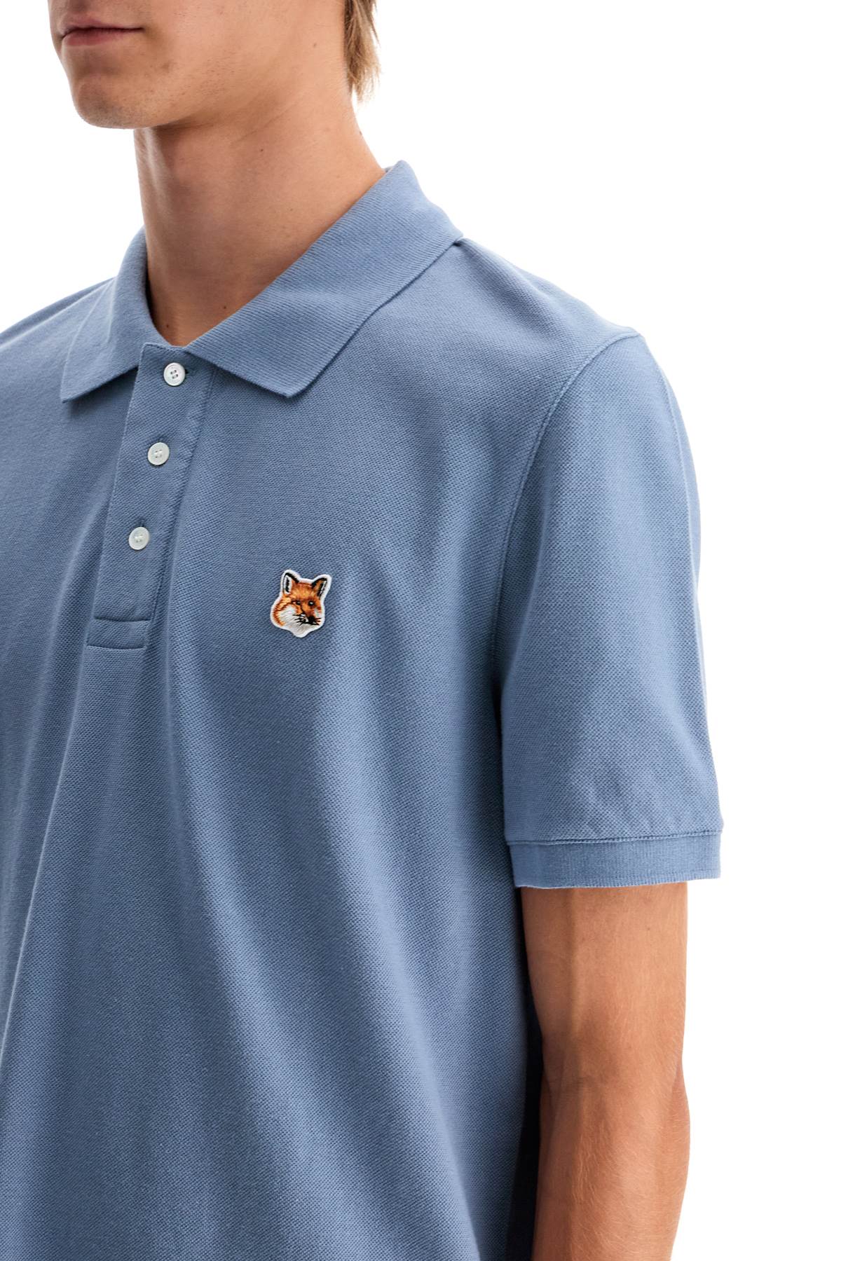 'regular Fit Fox Head Polo Shirt  - Light Blue