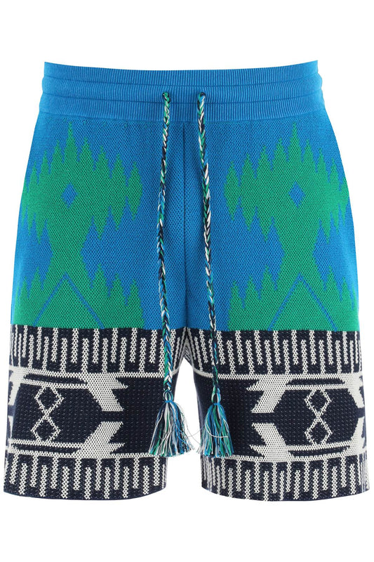 Jacquard Cotton Icon Shorts  - Celeste