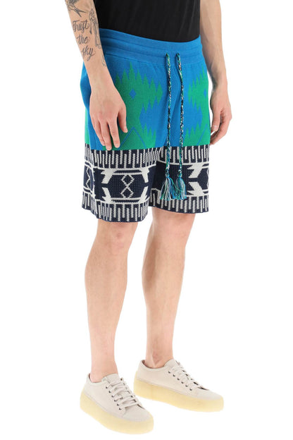 Jacquard Cotton Icon Shorts  - Celeste