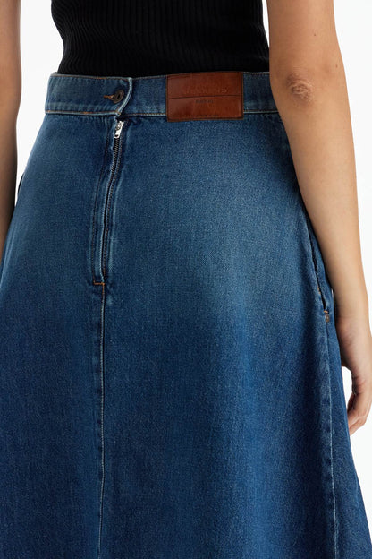 Asymmetric Long Denim Skirt.  - Blue