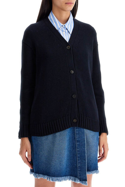 Cotton Knit Cardigan Sweater  - Blue