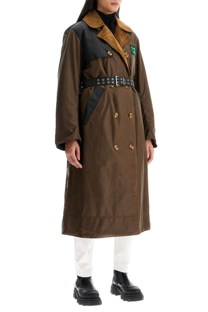 Waxed Cotton Trench Coat  - Brown