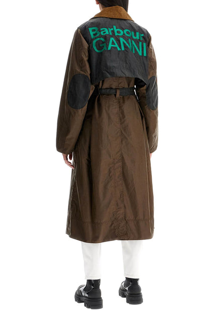 Waxed Cotton Trench Coat  - Brown