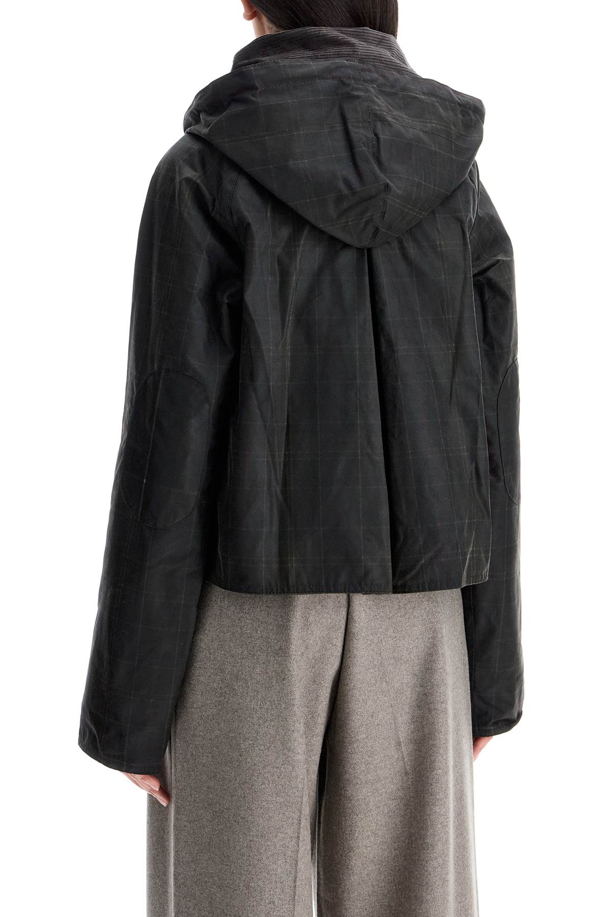 Checked Cotton Anorak With Plaid  - Black