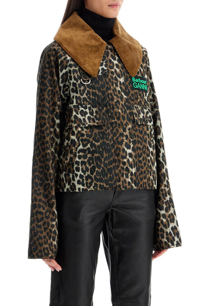 Animal Print Waxed Cotton Jacket  - Brown