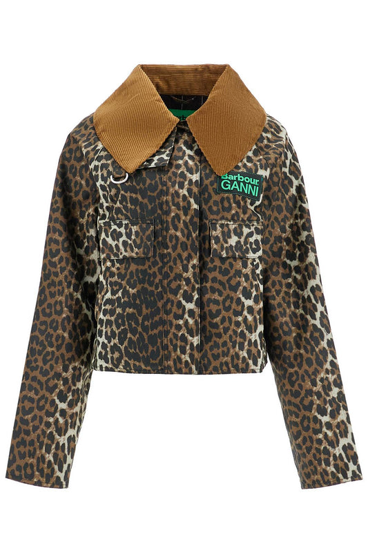 Animal Print Waxed Cotton Jacket  - Brown