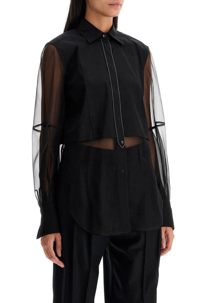 Poplin And Organza Shirt In  - Black