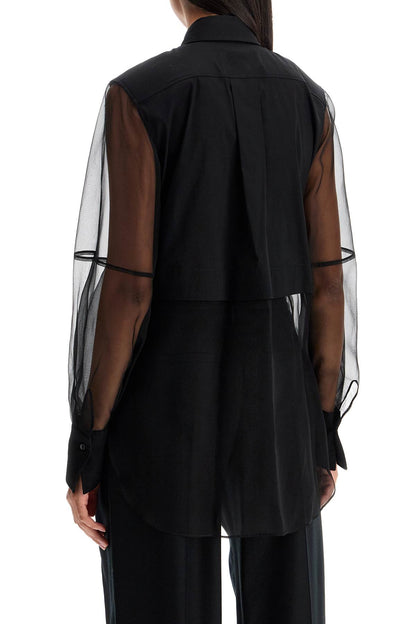 Poplin And Organza Shirt In  - Black