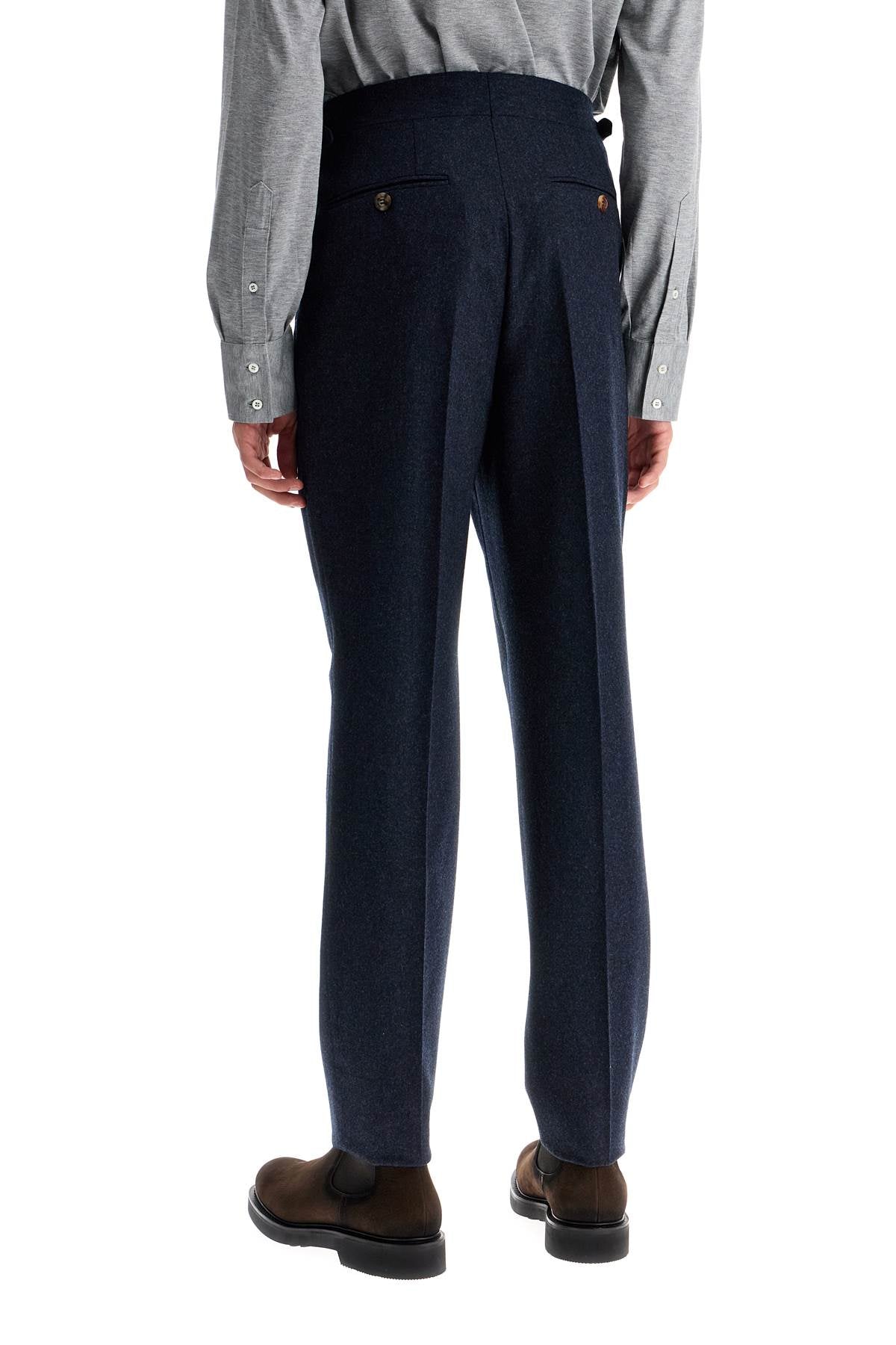 Tailored Fit Flannel Pants  - Blue