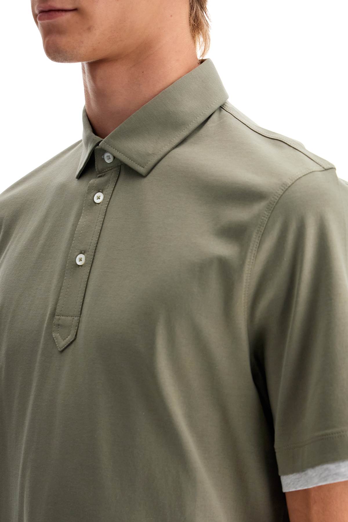 Polo With Faux  - Khaki