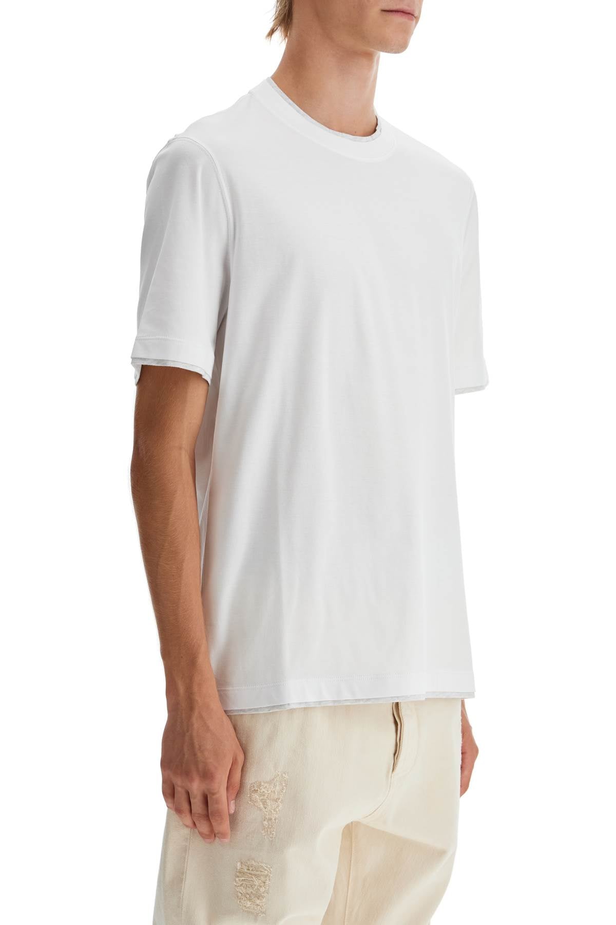 Layered-effect T-shirt  - White