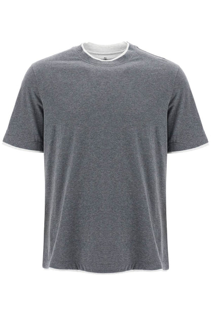 Layered-effect T-shirt  - Grey