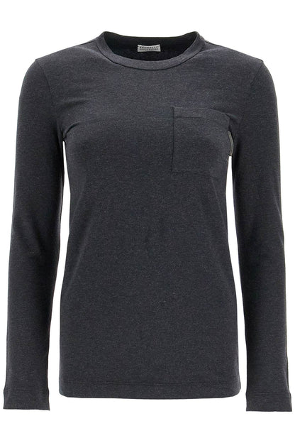 "long-sleeved Shiny Tab  - Grey