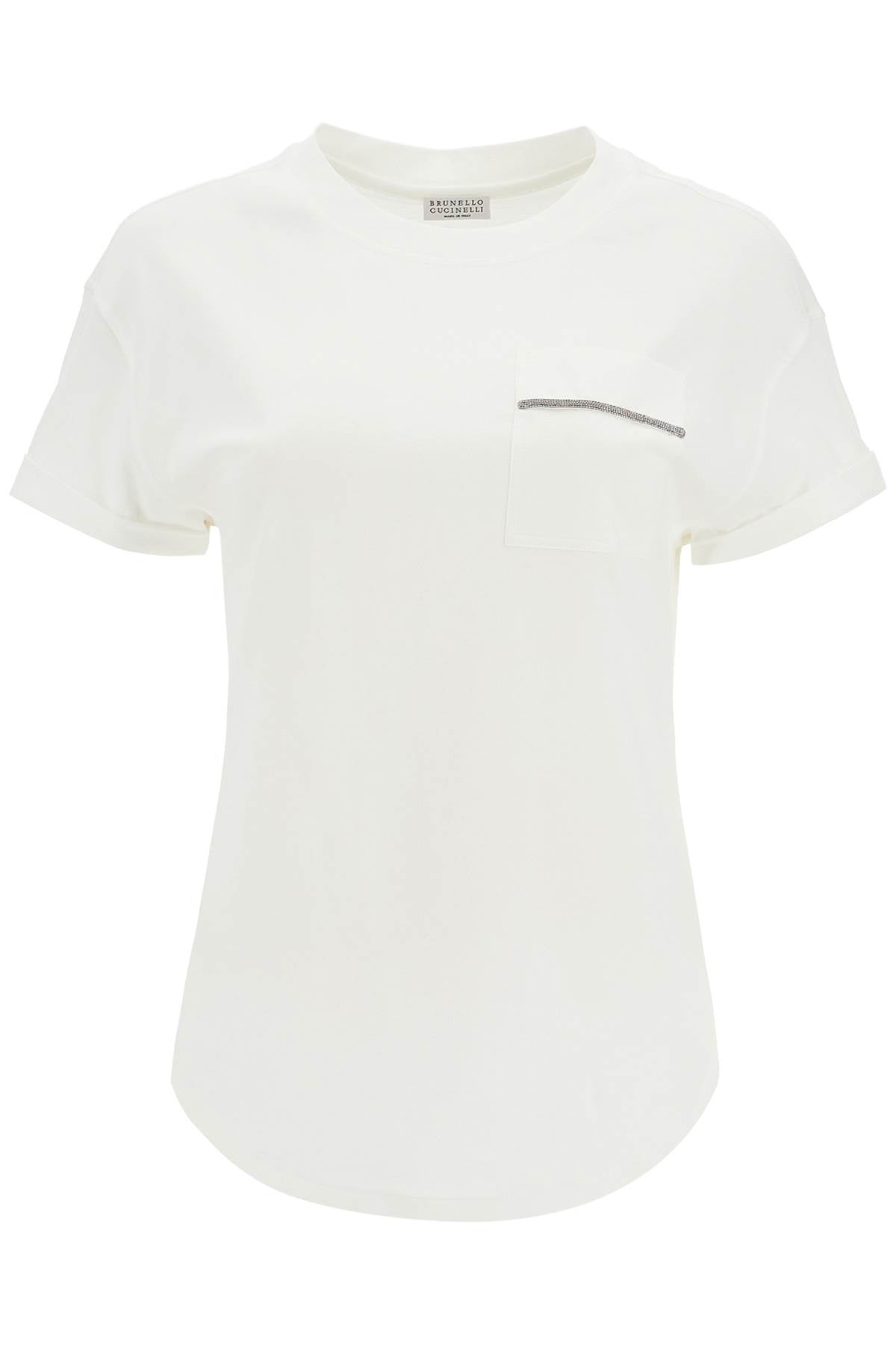 "shiny Pocket Detail T-shirt  - White