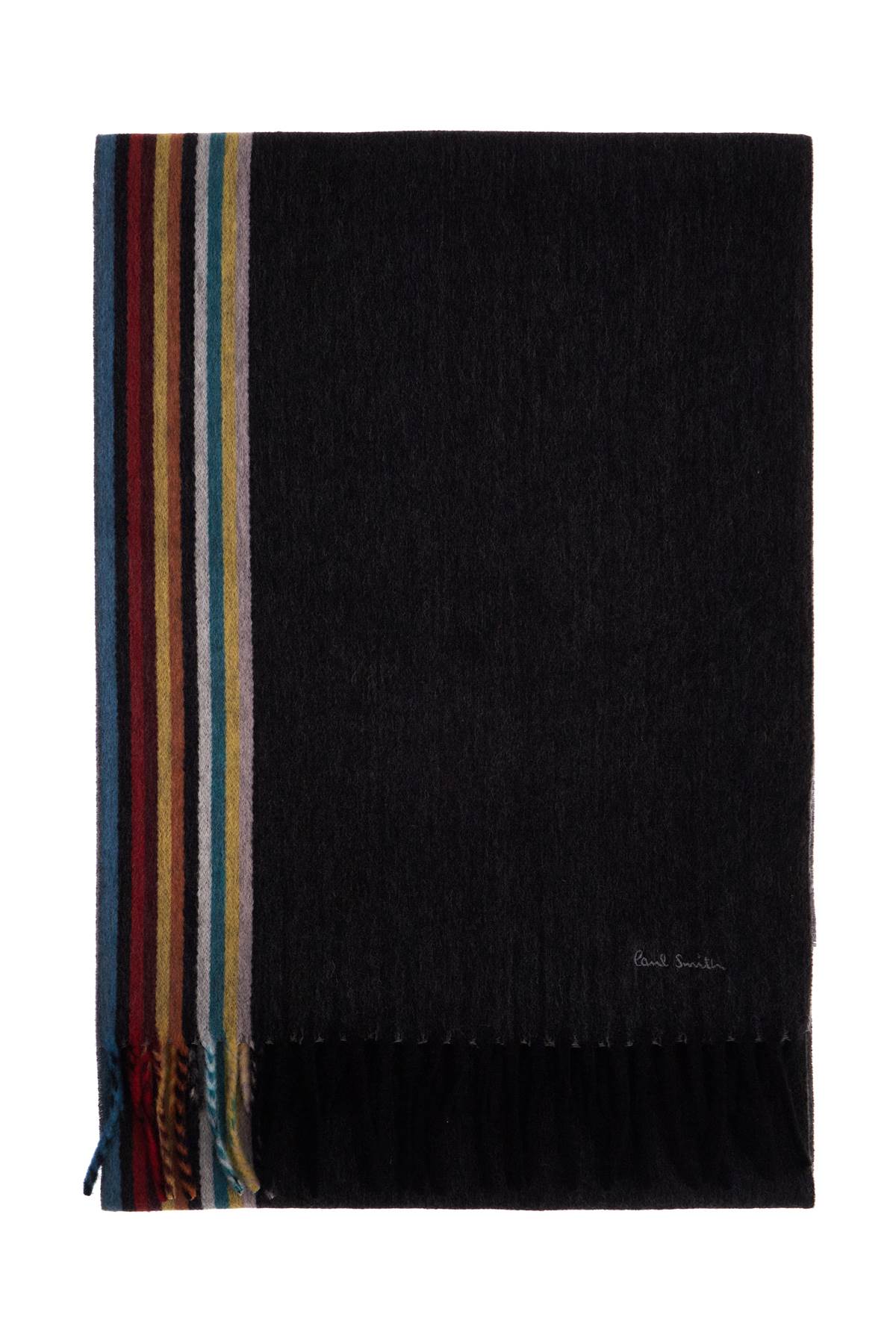 Cashmere Scarf With Signature Stripe Pattern  - Black