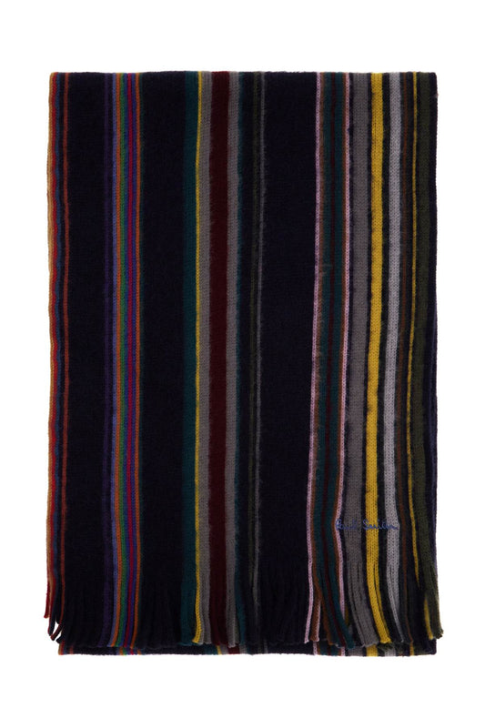 Multicolored Striped Wool Scarf  - Multicolor