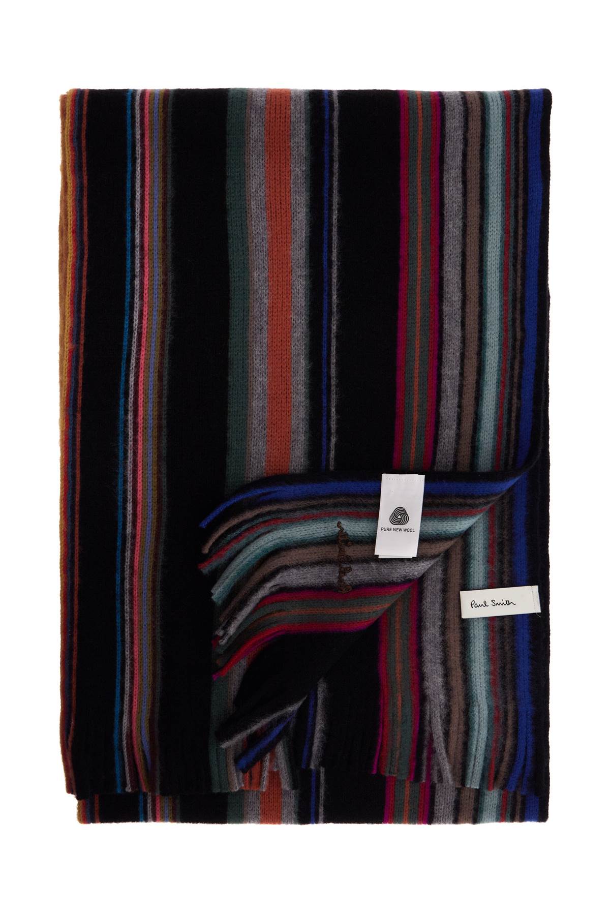 Multicolored Striped Wool Scarf  - Multicolor