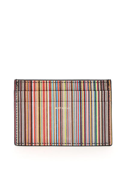 Signature Stripe Cardholder  - Black