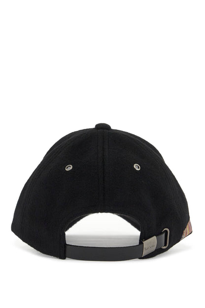 Woolen Baseball Cap Made Of Cloth  - Black