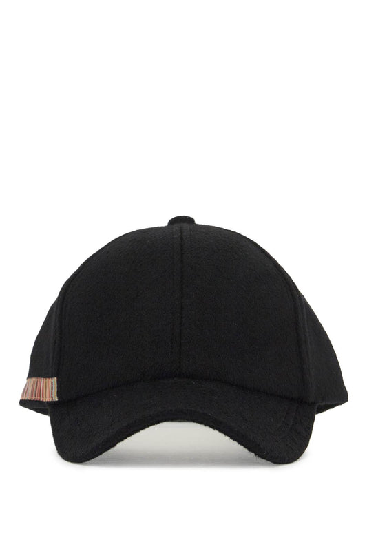 Woolen Baseball Cap Made Of Cloth  - Black